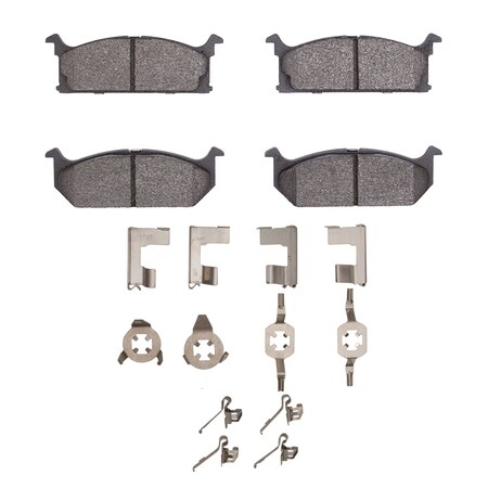 Dynamic Friction Co 5000 Advanced Brake Pads - Semi Metallic and Hardware Kit, Long Pad Wear, Front 1551-0296-02